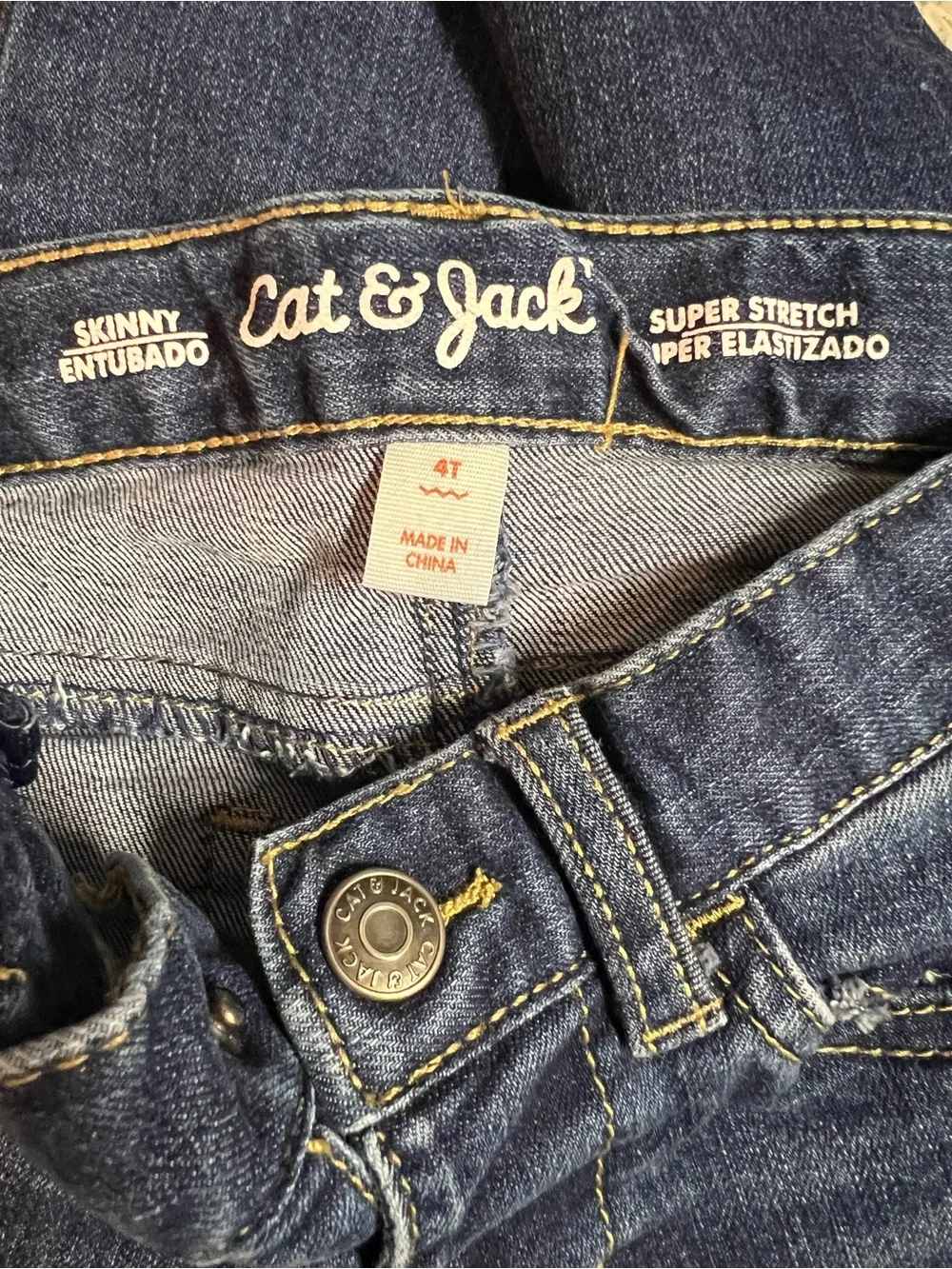Cat & Jack Girls 4T Super Stretch Skinny Jeans Distressed Dark Wash